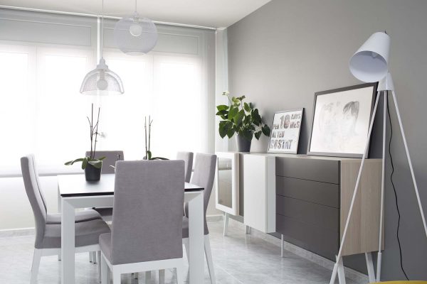 mueble moderno en tonos grises